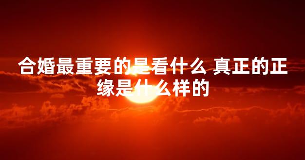 合婚最重要的是看什么 真正的正缘是什么样的